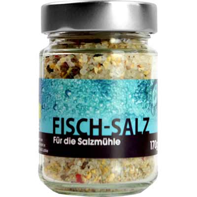 Salz Fisch-Salz  in Nachfüllglas  Bio Vegan  hausgemacht BARRIQUE-Feine Manufaktur Niedersachsen Deutschland 170g-Glas