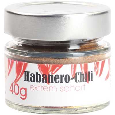 Chili Habanero gemahlen  extrem scharf 250.000 Sco   Vegan  BARRIQUE-Feine Manufaktur  Deutschland 40g-Glas