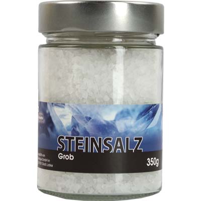 Salz Steinsalz grob  in Glas   Vegan  BARRIQUE-Feine Manufaktur  Deutschland 350g-Glas