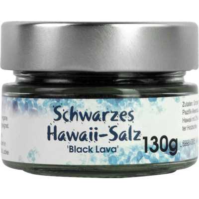 Meersalz Hawaii, schwarz, grob  Hawaii Dekorsalz   Vegan  BARRIQUE-Feine Manufaktur Hawaii USA 130g-Glas